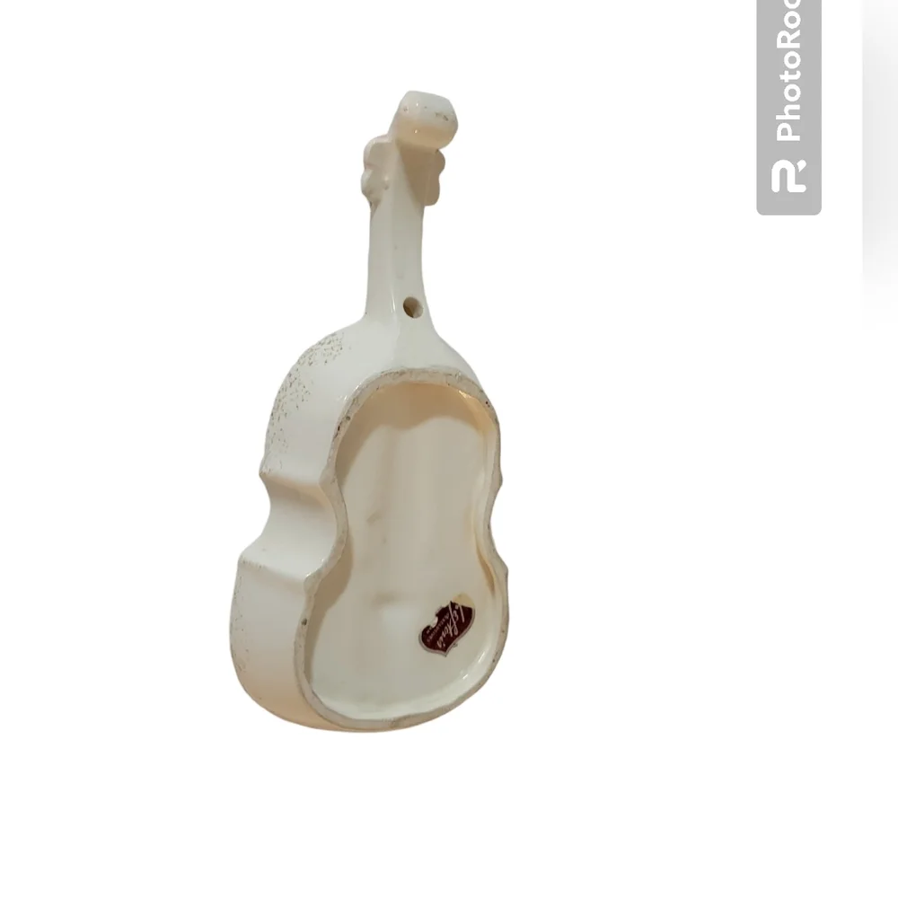 Vintage Lefton Violin Chello Trinket Dish Roses